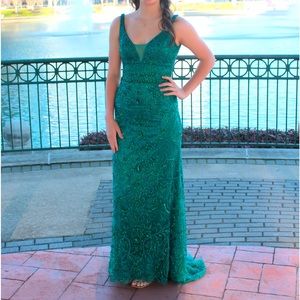 Sherri Hill “jade” dress with rhinestones/beading